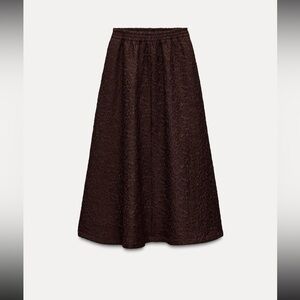 Jacquard brown midi skirt